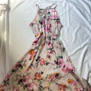 High Low Satin Midi Dress